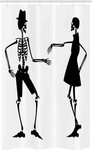 Abakuhaus Duschvorhang »Badezimmer Deko Set aus Stoff mit Haken« Breite 120 cm, Höhe 180 cm, Skelett Tanzen Halloween Paar