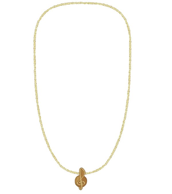 Bild 1 von WOOD FELLAS Mode-Schmuck schöne Hals-Kette mit Holz-Anhänger Notenschlüssel Braun/Gold
