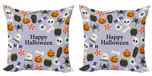 Kissenbezug »Modern Accent Doppelseitiger Digitaldruck«, Abakuhaus (2 Stück), Halloween Scary Symbole und Süßigkeiten