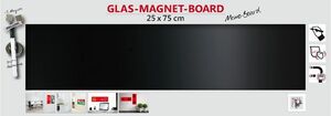 The Wall Glas- Magnetboard schwarz 75 x 25 cm