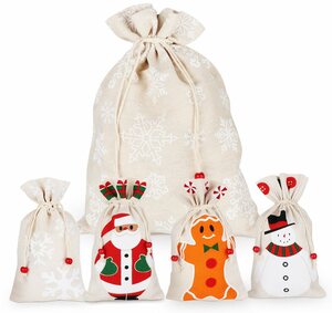 Homewit Christbaumschmuck »Geschenksäckchen zu Weihnachten mit Zugband« (5-tlg), Ideal zum Verpacken von Geschenken