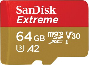 Sandisk microSDXC Extreme (64GB) Speicherkarte + Adapter