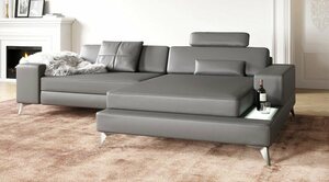 BULLHOFF Ecksofa »Leder Ecksofa Eckcouch L-Form Designsofa LED Wohnlandschaft Leder Sofa Couch XXL grau schwarz »MÜNCHEN IV« von BULLHOFF«, Made in Europe