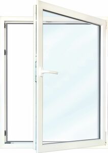 Euronorm Kunststoff-Fenster 70/3s weiss,  1000x1000mm DIN rechts, Uw 0,9w/M²K