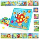 Bild 1 von TINOTEEN Mosaik Steckspiel für Kinder Lernspielzeug Steckmosaik mit 18 Bunten Steckplätte und 50 Steckperlen