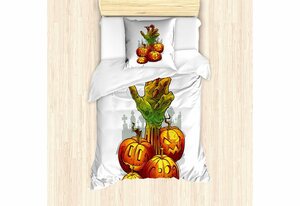 Bettwäsche »Milbensicher Allergiker geeignet mit Kissenbezug«, Abakuhaus, Halloween Zombie Hand in Pumpkins