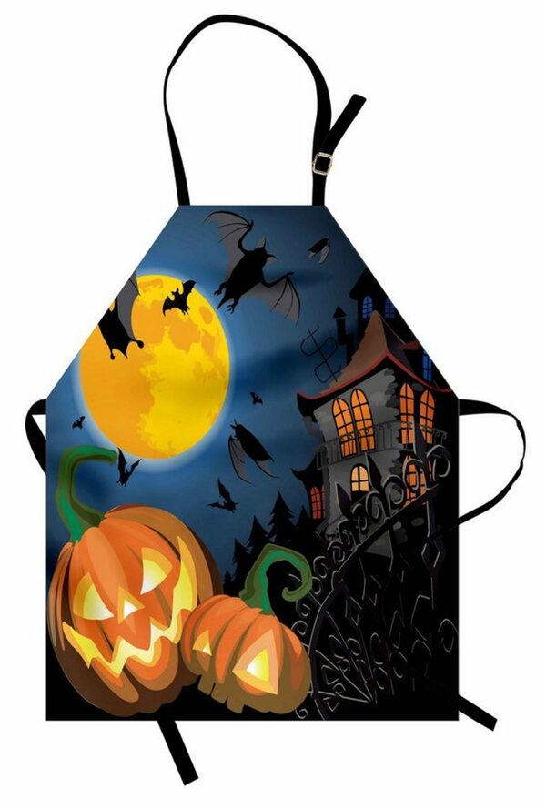 Bild 1 von Abakuhaus Kochschürze »Höhenverstellbar Klare Farben ohne verblassen«, Halloween Mond-Kürbis
