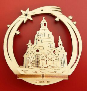 DeColibri Christbaumschmuck »Weihnachtsbaumschmuck Holz Dresdner Frauenkirche«, Erzgebirge Weihnachten Handwerkskunst