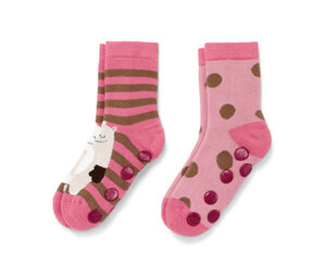 2 Paar Antirutsch-Socken, rosa