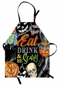 Abakuhaus Kochschürze »Höhenverstellbar Klare Farben ohne verblassen«, Halloween Essen Sie Getränk und seien Sie beängstigend