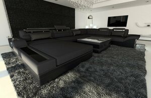 Sofa Dreams Wohnlandschaft »Mezzo MX«, XXL U Form Stoffsofa mit LED, wahlweise mit Bettfunktion als Schlafsofa, Designersofa