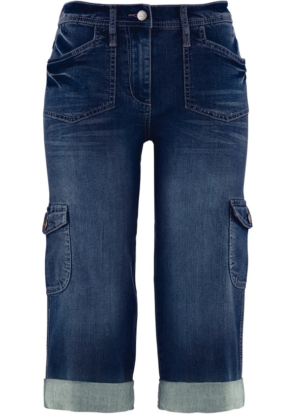Bild 1 von Cargo-Komfort-Stretch-Jeans mit Bequembund, Caprilänge