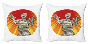 Kissenbezug »Modern Accent Doppelseitiger Digitaldruck«, Abakuhaus (2 Stück), Halloween Retro Mummy Character Art