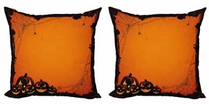 Kissenbezug »Modern Accent Doppelseitiger Digitaldruck«, Abakuhaus (2 Stück), Orange Halloween-Kürbis Scary