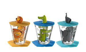 LEONARDO Kinder Trink - Set 9-tlg. Löwe / Krokodil / Elefant  Bambini Glas Maße (cm): H: 9  Ø: [8.5] Gläser & Karaffen