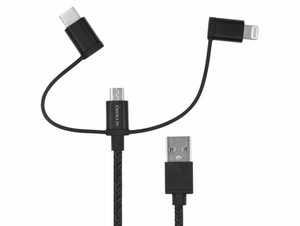 Networx 3-in-1-Universalkabel, USB-A auf Lightning/Mikro/USB-C, schwarz