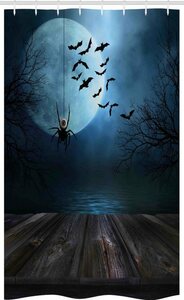 Abakuhaus Duschvorhang »Badezimmer Deko Set aus Stoff mit Haken« Breite 120 cm, Höhe 180 cm, Halloween Lake Scene Bat
