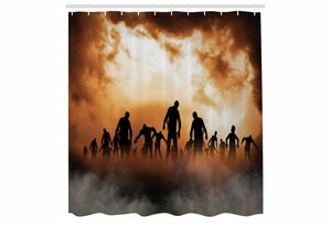 Abakuhaus Duschvorhang »Moderner Digitaldruck mit 12 Haken auf Stoff Wasser Resistent« Breite 175 cm, Höhe 180 cm, Halloween Zombies Misty