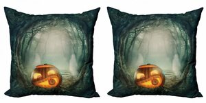 Kissenbezug »Modern Accent Doppelseitiger Digitaldruck«, Abakuhaus (2 Stück), Halloween Kürbis Enchanted Forest