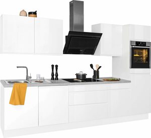 OPTIFIT Küchenzeile »Avio«, Premium-Küche, ohne E-Geräte, mit Soft-Close-Funktion, Vollauszügen, 38 mm starker Arbeitsplatte und hochwertigen Hochglanz-Fronten, Breite 330 cm