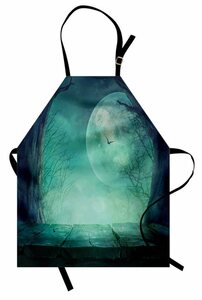 Abakuhaus Kochschürze »Höhenverstellbar Klare Farben ohne verblassen«, Teal Spooky Wald Halloween