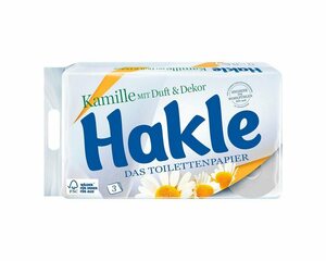 HAKLE Toilettenpapier »Kamille« (8-St), 3-lagig, weiß mit Duft und Dekor, 150 Blatt/Rolle
