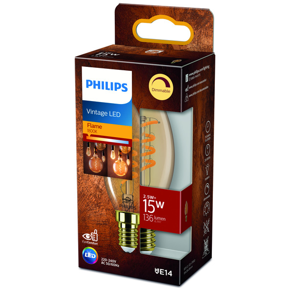 Bild 1 von Philips LED-Kerzenlampe 'Vintage' Gold E14 3,5 W, dimmbar