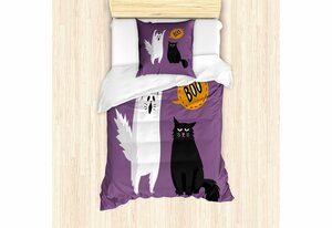 Bettwäsche »Milbensicher Allergiker geeignet mit Kissenbezug«, Abakuhaus, Halloween Lustiger Geist Katze sagt Boo