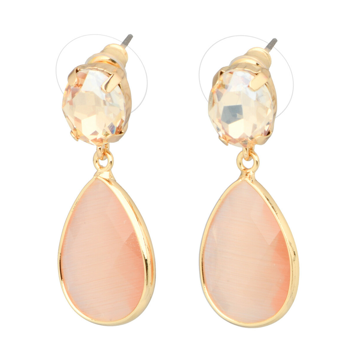 Bild 1 von Damen Ohrhänger mit Katzenaugen-Effekt ROSA / GOLD