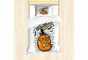 Bettwäsche »Top Qualität Weich und Warm 3 Teiligen Bettbezug mit 1 Kissenbezüge«, Abakuhaus, Halloween Scary Pumpkin mit Schlägern