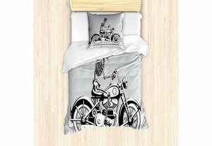 Bettwäsche »Milbensicher Allergiker geeignet mit Kissenbezug«, Abakuhaus, Skelett Halloween Motorradfahrer