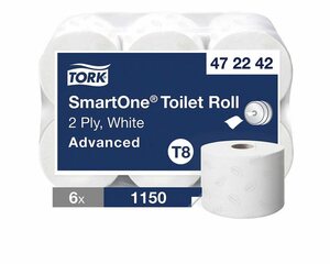 TORK Toilettenpapier »SmartOne®« (6-St), 2-lagig, Jumbo-Rolle, weiß ohne Prägung, unperforiert, 1150 Blatt/Rolle