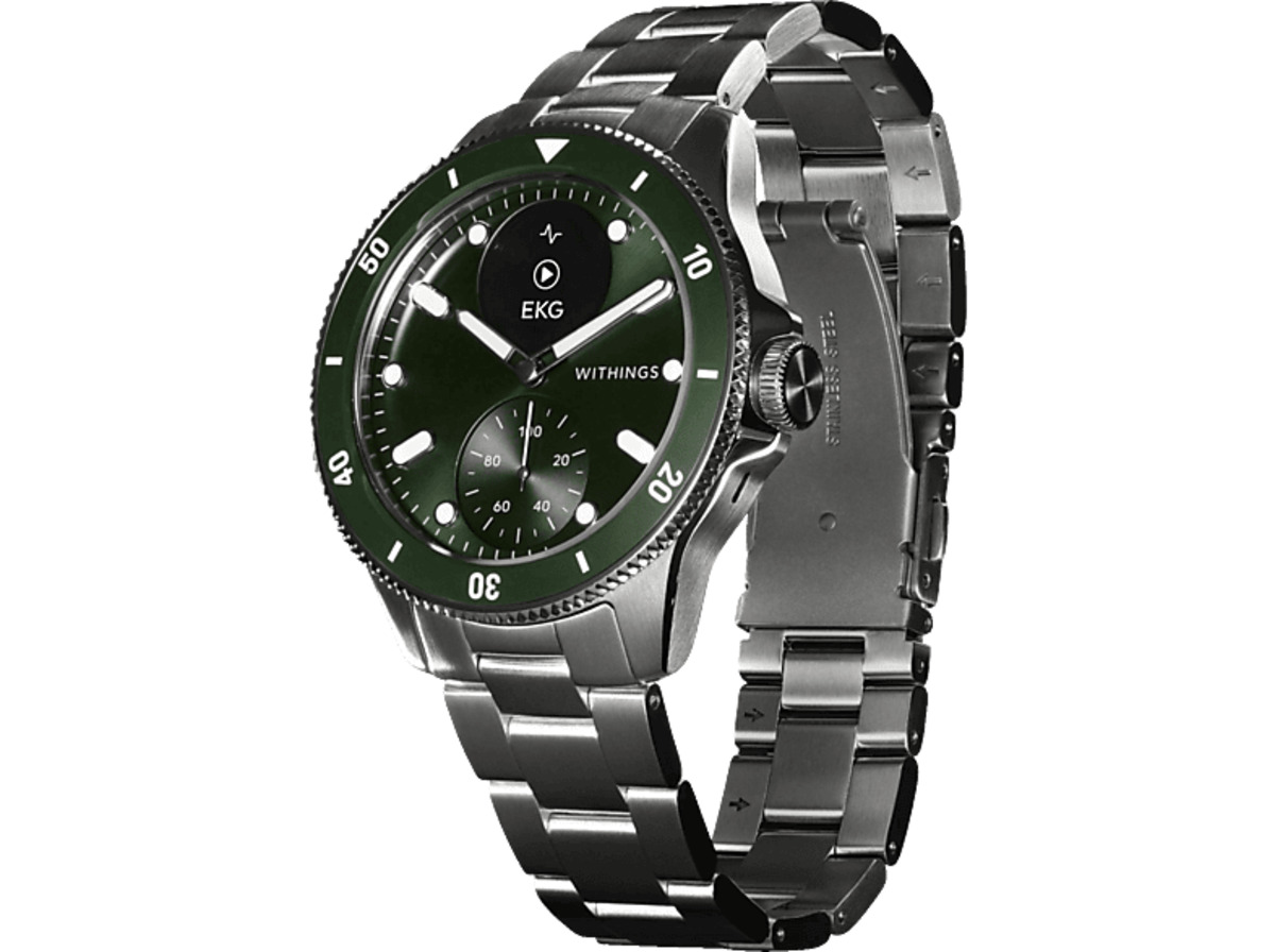 Bild 1 von WITHINGS ScanWatch Smartwatch Edelstahl Edelstahl, Uni, Silber/Grün, Silber/Grün