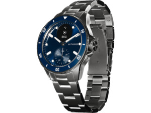 WITHINGS ScanWatch Smartwatch Edelstahl Edelstahl, Uni, Silber/Blau, Silber/Blau
