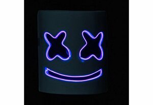 Goods+Gadgets Kostüm »Leuchtende Marshmallow Voll-Maske aus Latex«, DJ Gesichtsmaske mit LEDs