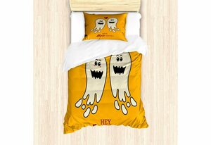 Bettwäsche »Top Qualität Weich und Warm 3 Teiligen Bettbezug mit 1 Kissenbezüge«, Abakuhaus, Halloween Hey Boo-tiful Text Ghosts
