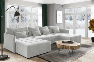 Beautysofa Ecksofa »Ecksofa Schlaffsofa Ben U mit Schlaffunktion und Bettkasten Velour«