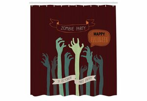 Abakuhaus Duschvorhang »Moderner Digitaldruck mit 12 Haken auf Stoff Wasser Resistent« Breite 175 cm, Höhe 180 cm, Halloween Zombie Party Hände Kunst