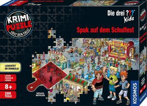 Kosmos Puzzle »Krimipuzzle Die drei ??? Kids 200 Teile / Spuk auf dem Schulfest«, 200 Puzzleteile, leuchtet im Dunkeln, Made in Germany