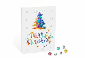 VALIOSA Adventskalender »Merry Christmas Mode-Schmuck Adventskalender mit Halskette, Armband + 22 individuelle Perlen-Anhänger aus Glas & Metall« (24-tlg), Geschenkidee für Mädchen, bunt, 2