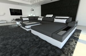 Sofa Dreams Wohnlandschaft »Mezzo M«, U Form Stoffsofa mit LED, wahlweise mit Bettfunktion als Schlafsofa, Designersofa