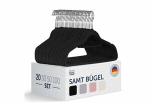 Blumtal Kleiderbügel »Rutschfeste Bügel Samtoptik - Platzsparende, Premium Bügel inkl. Krawattenhalter, 360° drehbar«, (20-tlg), Anti-Rutsch Bügel