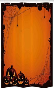 Abakuhaus Duschvorhang »Badezimmer Deko Set aus Stoff mit Haken« Breite 120 cm, Höhe 180 cm, Orange Halloween-Kürbis Scary