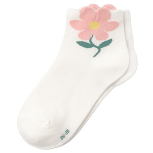1 Paar Damen Sneaker-Socken mit Blumen-Detail WEISS