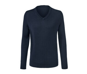 Merino-Pullover mit V-Ausschnitt, dunkelblau