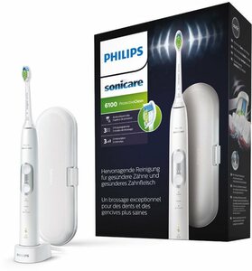 Philips Sonicare Elektrische Zahnbürste HX6877/28, Aufsteckbürsten: 1 St., ProtectiveClean 6100, Schallzahnbürste, mit 3 Putzprogrammen inkl. Reiseetui & Ladegerät