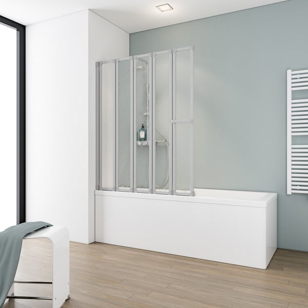 Bild 1 von Schulte Badewannenfaltwand 'Komfort' vollgerahmt, aluminiumfarben, 80 x 140 cm, 5-teilig