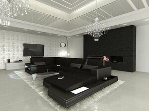 Sofa Dreams Wohnlandschaft »Messana H«, U Form Stoffsofa mit LED, wahlweise mit Bettfunktion als Schlafsofa, Designersofa