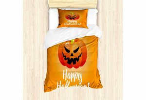 Bettwäsche »Top Qualität Weich und Warm 3 Teiligen Bettbezug mit 1 Kissenbezüge«, Abakuhaus, Halloween Spooky Lächeln Kürbis