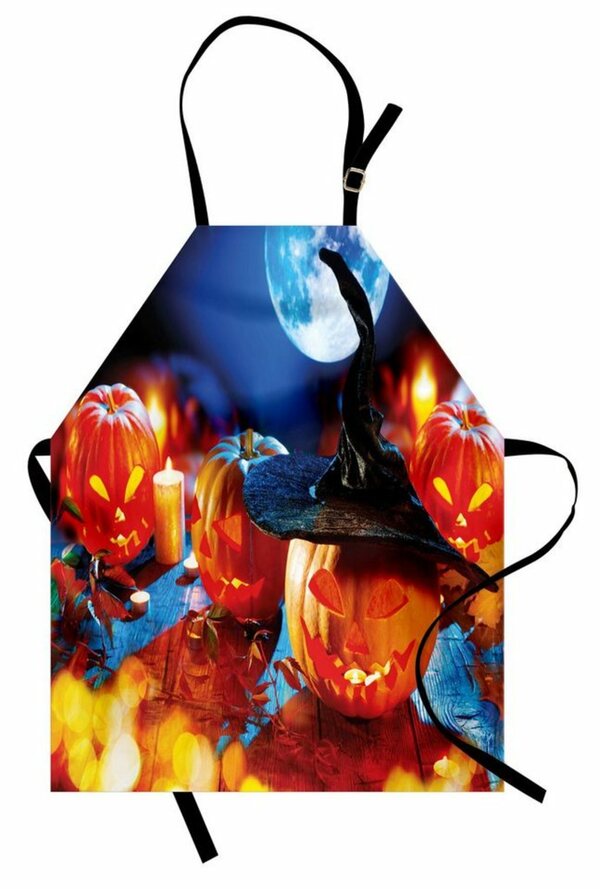 Bild 1 von Abakuhaus Kochschürze »Höhenverstellbar Klare Farben ohne verblassen«, Halloween Scary Kürbis und Kerzen